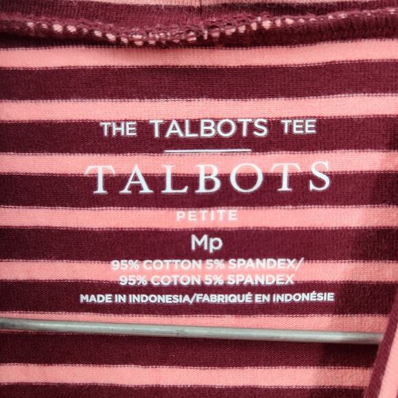 TALBOTS Mock Neck Long Sleeve Striped Top Womens Petite Size Medium M P - Picture 3 of 4